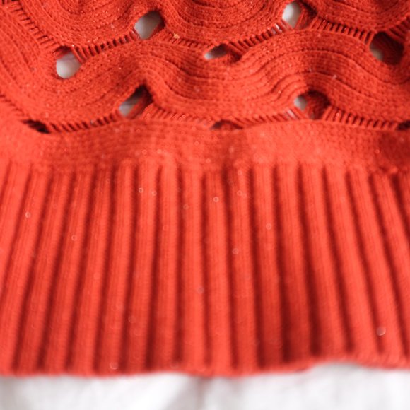 Rust red gold metallic ripples loose knit sweater by Passion - Picture 6 of 6